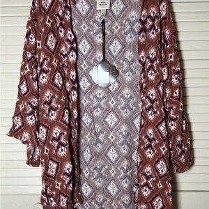 Knox Rose Brown and Purple Patterned Cardigan